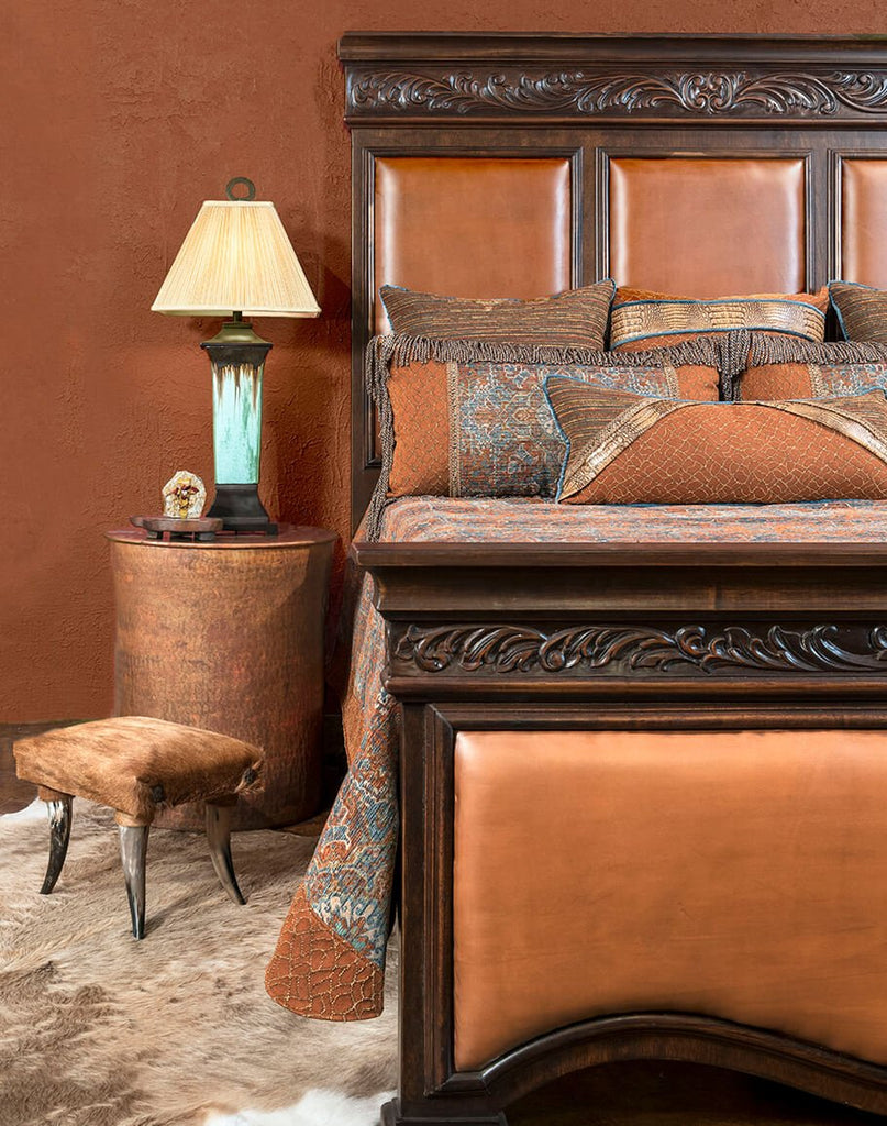 Leather Paneled Western Bed - Luxury Western Furniture - Your Western Decor