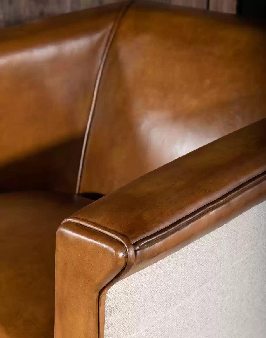 Luxury Leather Polo Chair with fabric sides made in the USA - Your Western Decor