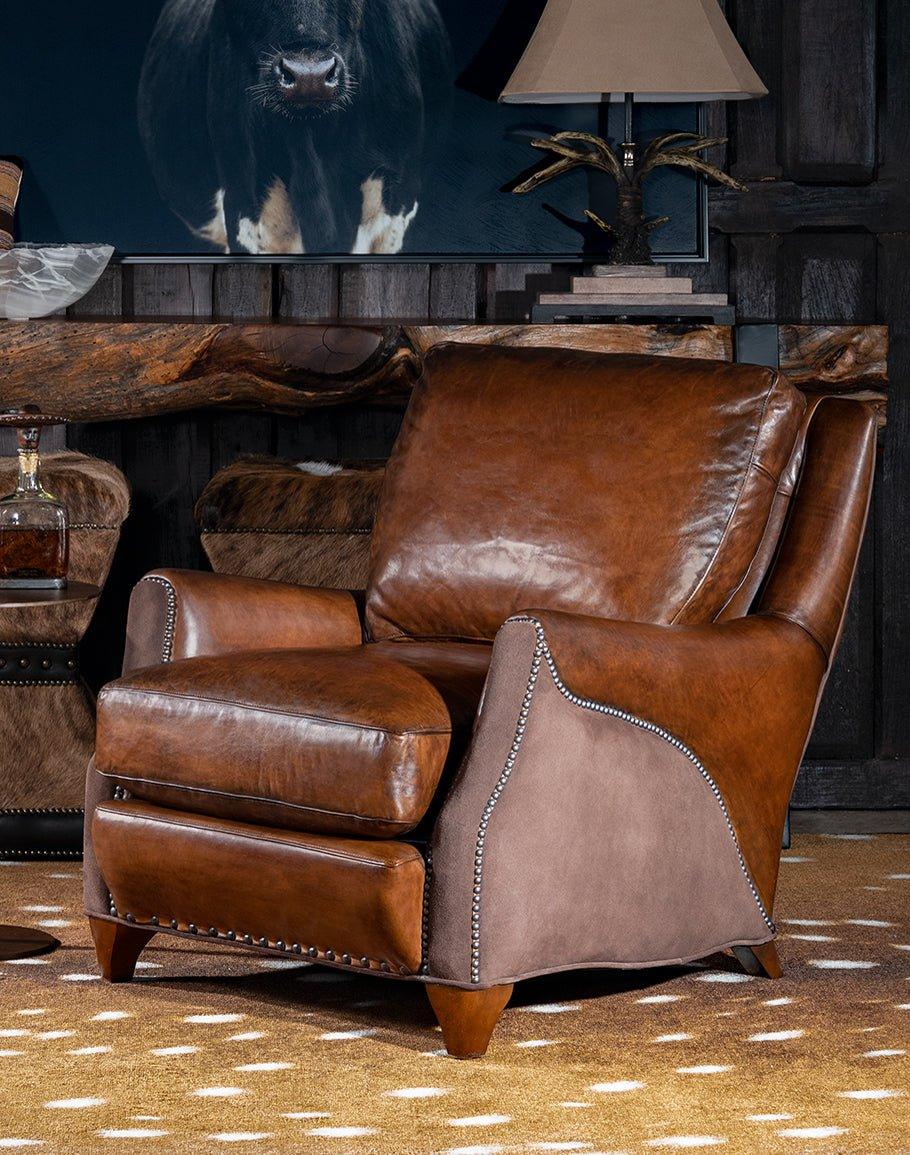 Leather Rancher Arm Chair - American made Western furniture - Your Western Decor