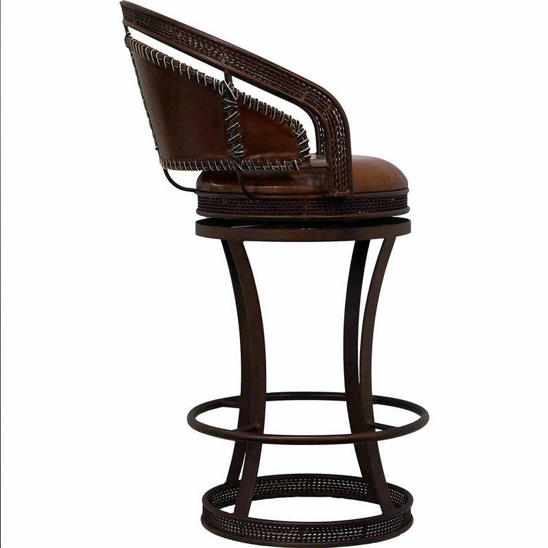 Hand crafted leather stitch swivel counter stool - Your Western Decor