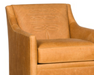 Boot stitch detail on leather swivel chair 