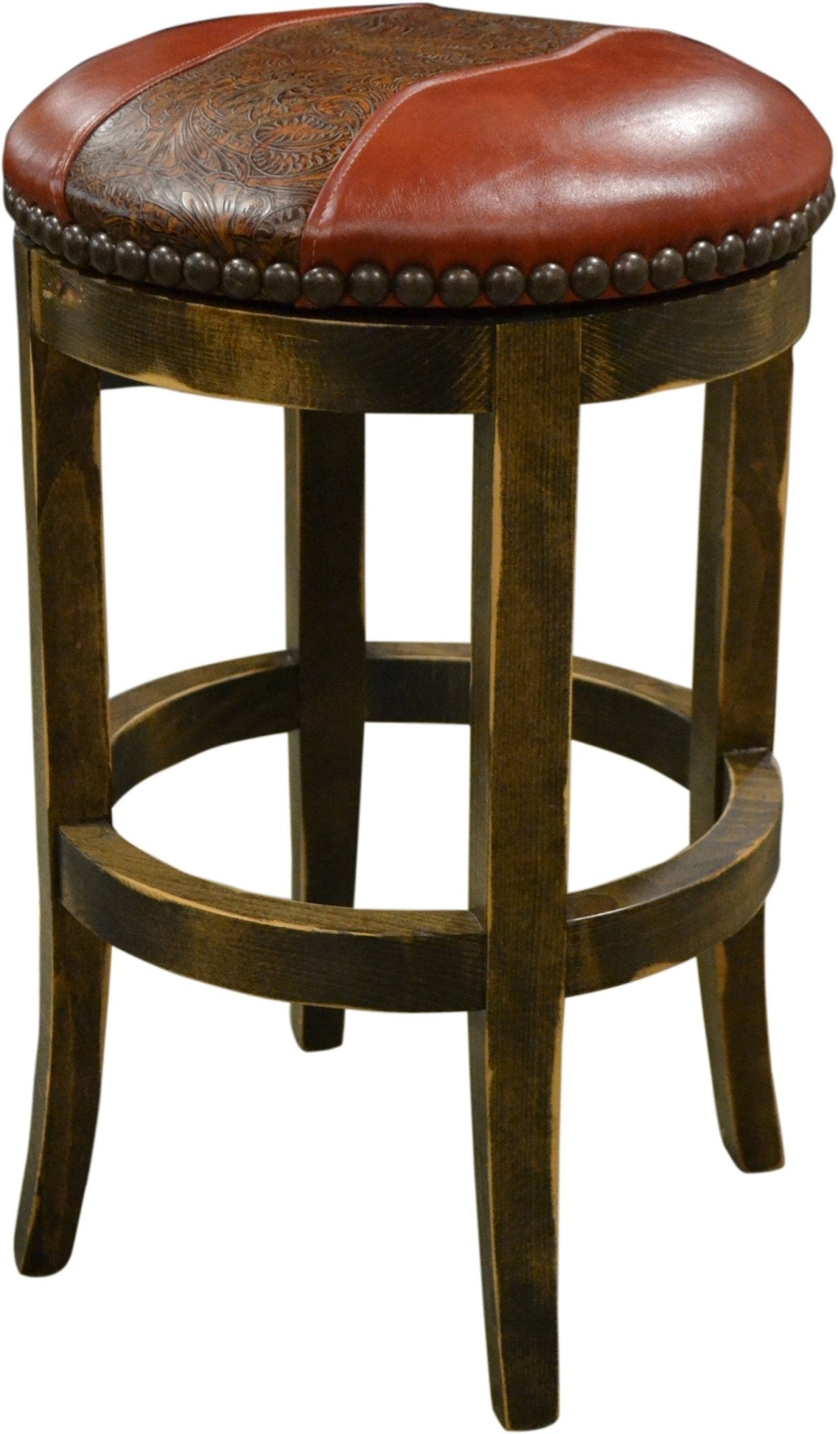 Custom made in the USA Leather Swivel Bar or Counter Stool - Your Western Decor