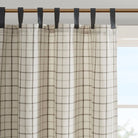 Beige Plaid Lined Curtain Panel with faux leather tabs - Your Western Decor