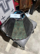floral turquoise tooled leather and smooth leather handmade lamp shade