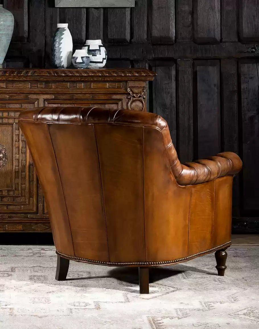 American made Tufted Leather Lounge Chair Back - Your Western Decor