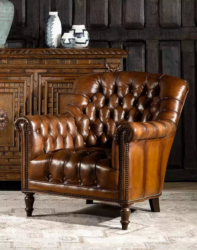 American made Tufted Leather Lounge Chair - Your Western Decor