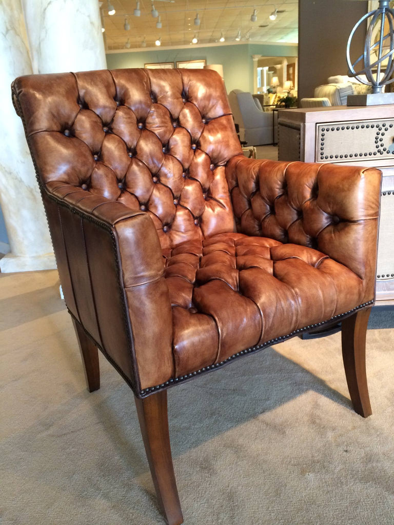 Leather tufted accent chair - Your Western Decor