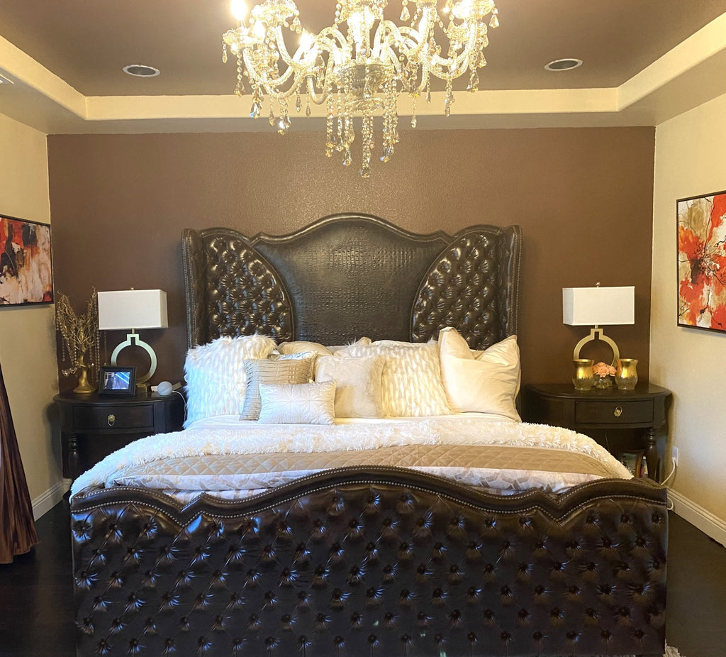 Leather Upholstered western bed - Your Western Decor