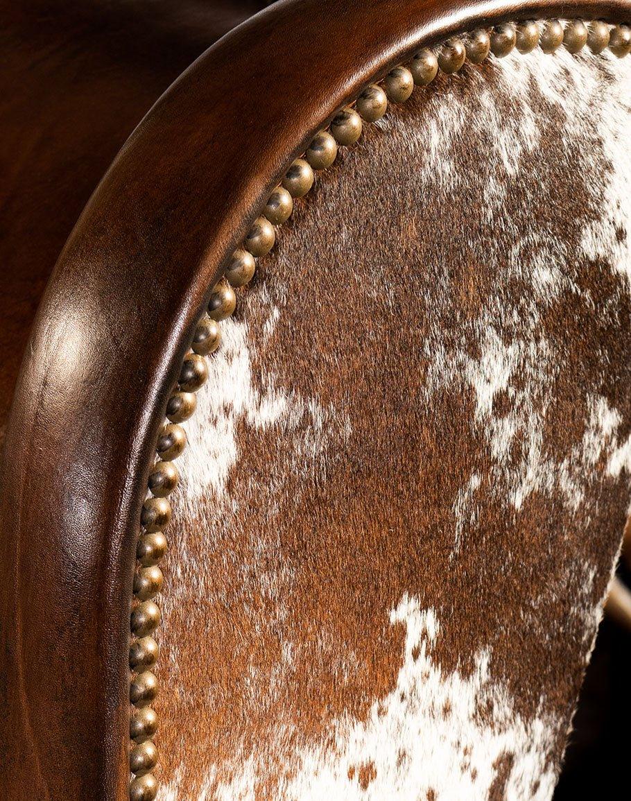 Western Leather & Cowhide Wingback Chair Detail - American Made Western Furniture - Your Western Decor