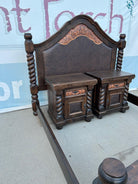 Western bed with carvings and leather - Your Western Decor