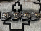 handmade western leather napkin rings with Let er Buck bronc concho