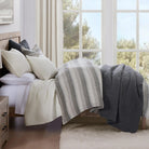 Flax Linen Charcoal Grey Stripe Duvet Set - Your Western Decor