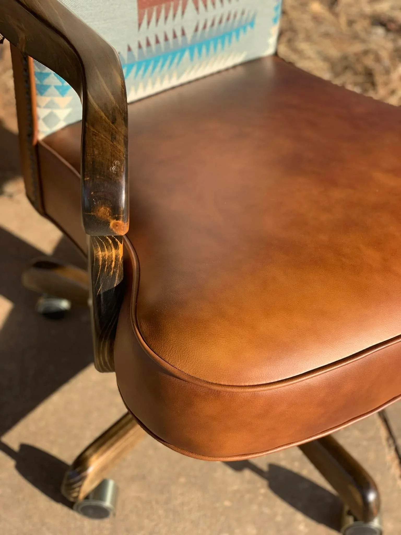 Southwestern office chair with Little Chief Joseph Fabric and leather made in the USA 