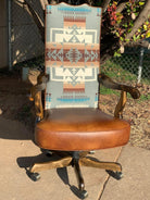 Southwestern office chair with Little Chief Joseph Fabric and leather made in the USA 