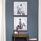 Livingstone Cowboys Western Art on dusty blue wall - Your Western Decor