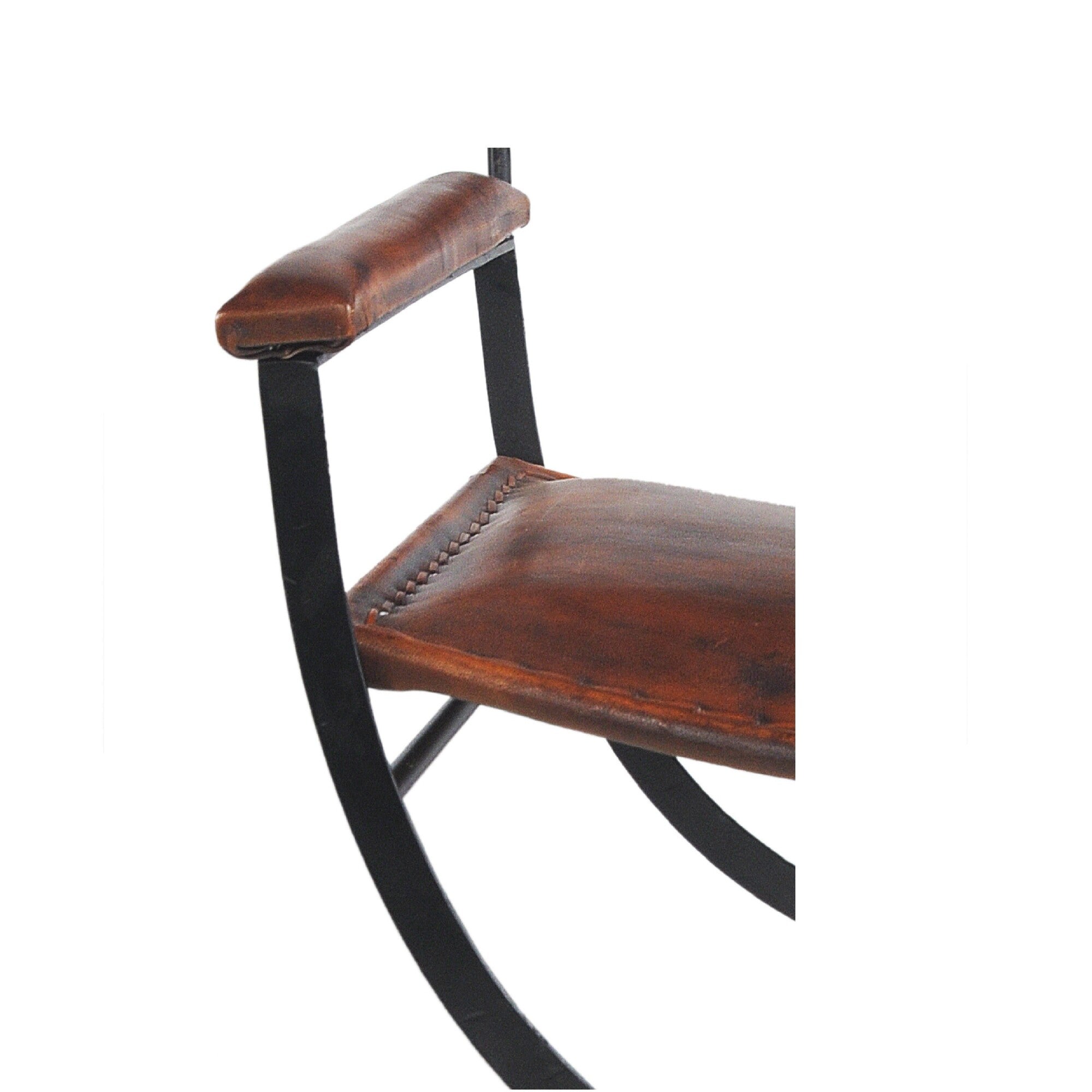 detail of leather arm and seat on directors chair