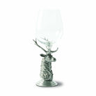 Clear glass wine glass with elk head designed stem - Your Western Decor