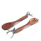 Mango wood salad servers with pewter elk head on handles - Your Western Decor