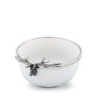 White serving bowl with silver rim and pewter elk head - Your Western Decor