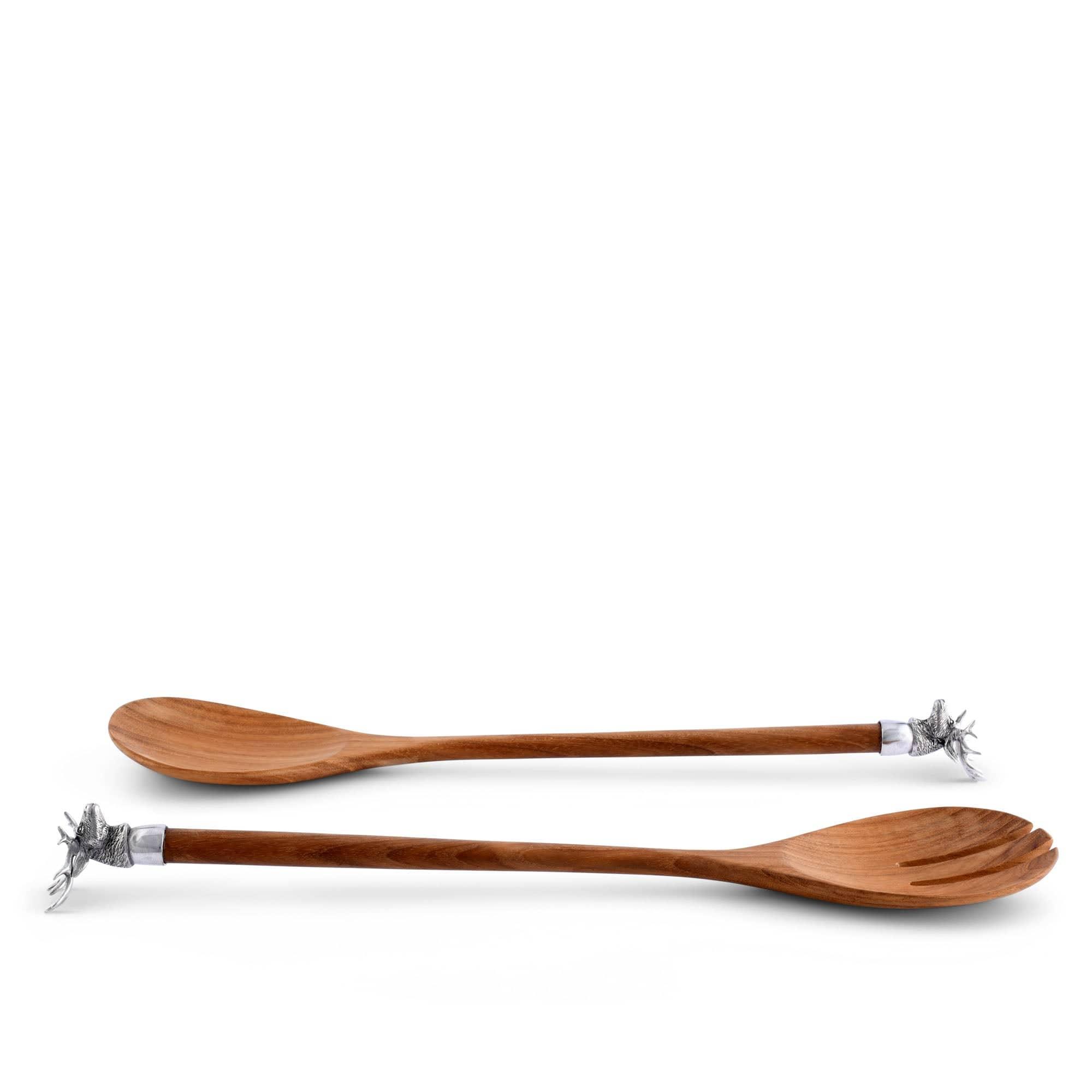 Elk Head Wood Salad Servers - Your Western Decor