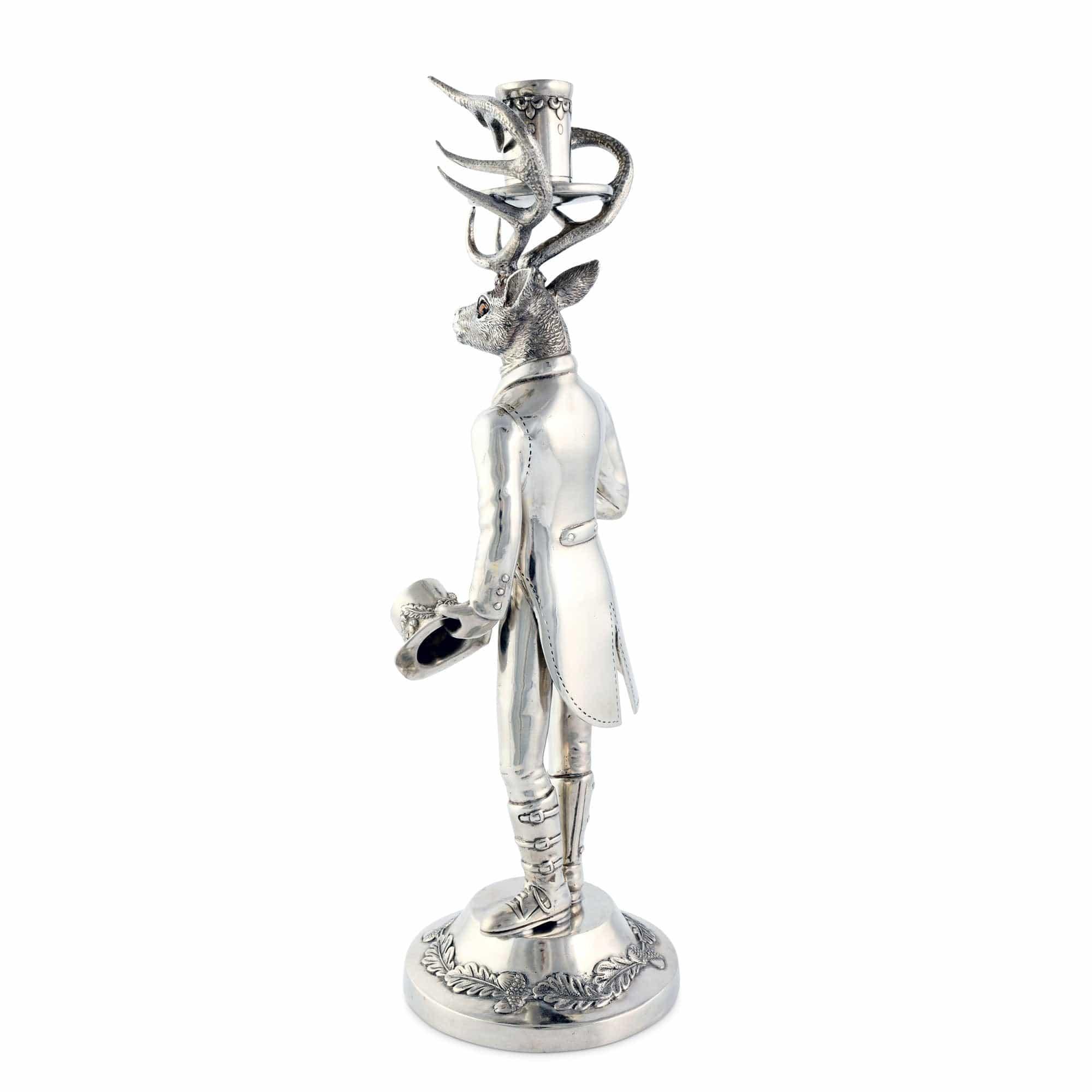 Pewter elk candlestick holder side - Your Western Decor