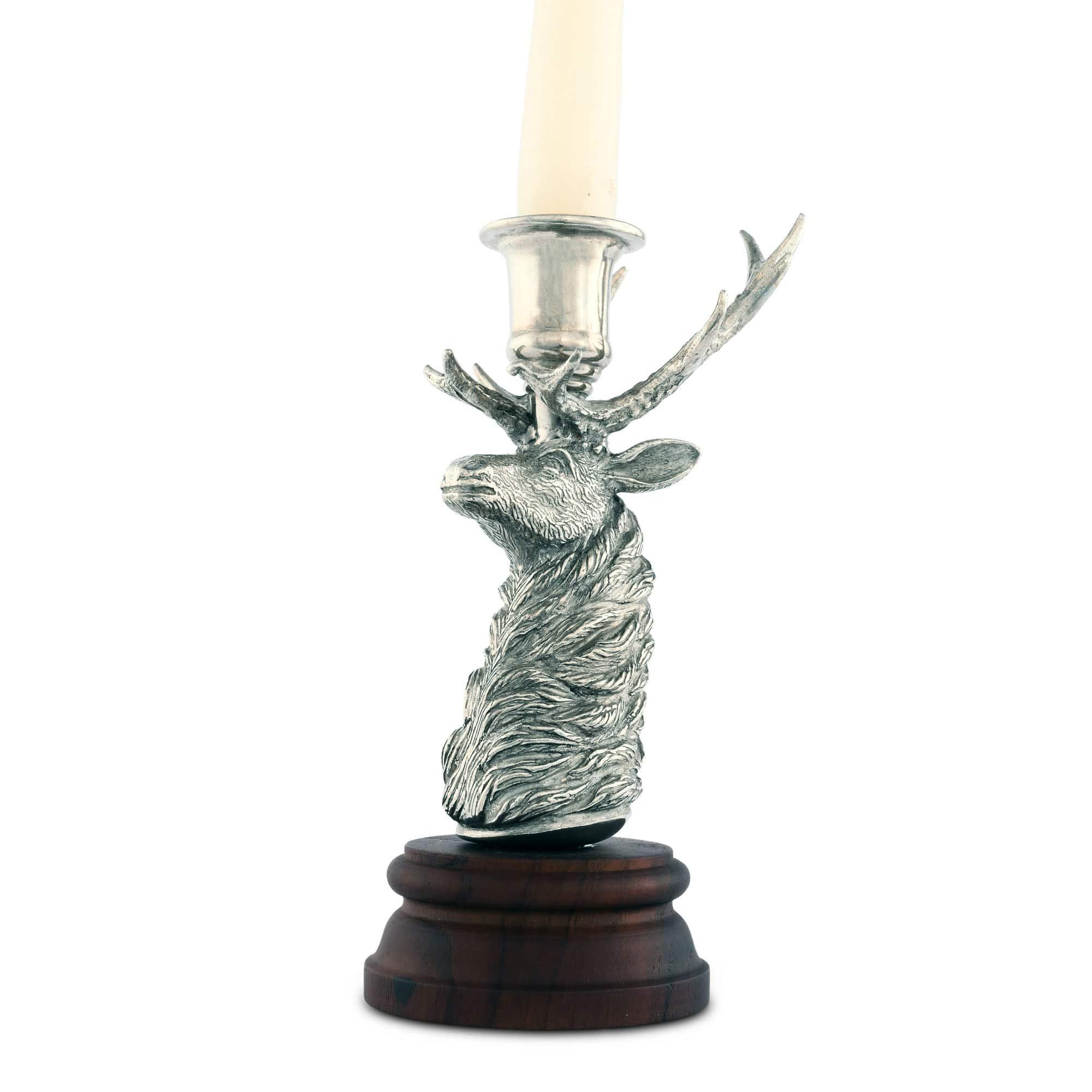 Decorative candle holder with elk head design on a white background - Your Western Decor