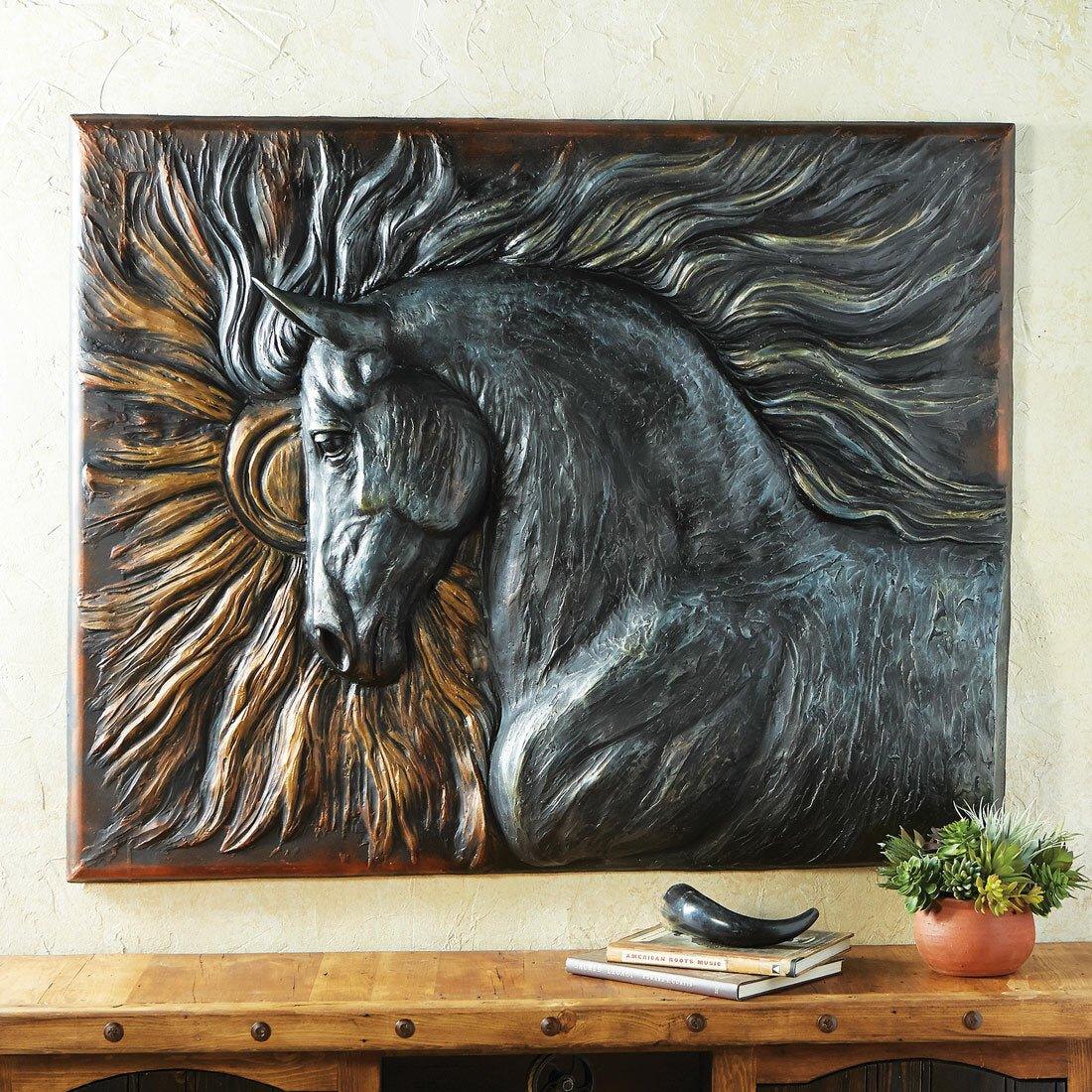 Handmade Lone Stallion 3-D Wall Sculpture -Lone Stallion 3-D Wall Sculpture