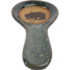Handmade glazed pottery spoon rest with Lonesome Bear image, made in the USA - Your Western Decor