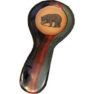 Handmade glazed pottery spoon rest with Lonesome Bear image, made in the USA - Your Western Decor