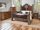 Lonestar brinde cowhide bedroom collection hand carved in Mexico - Your Western Decor