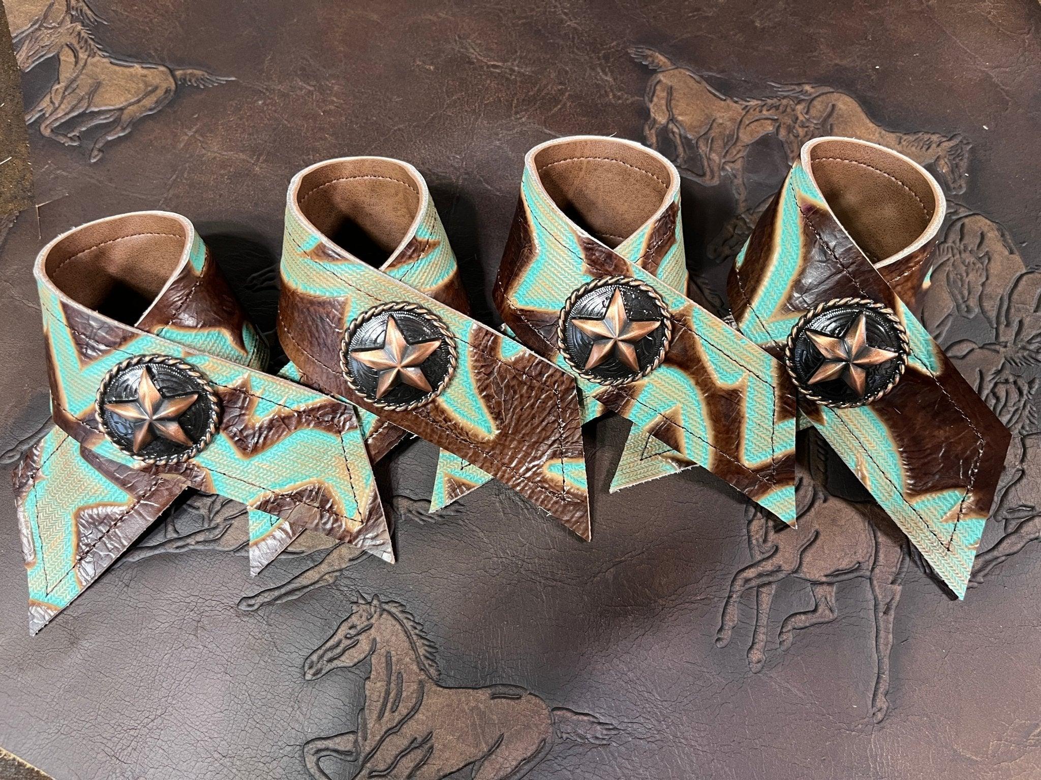 Lonestar Laredo Leather Western Napkin Rings 4-pc - Handmade in Oregon USA - Your Western Decor