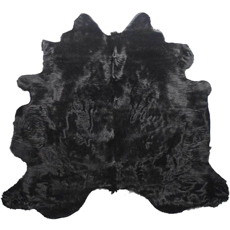 Winter coat dyed black cowhide rug - Your Western Decor