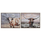 2-pc Texas Longhorn Art with natural wood frame - You Western Decor