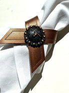 Leather napkin ring with Longhorn concho handmade in Oregon by Your Western Decor