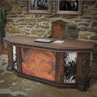 Longhorn copper panel and cowhide western desk - Your Western Decor