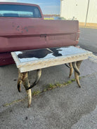 custom made longhorn leg and cowhide top sofa table 