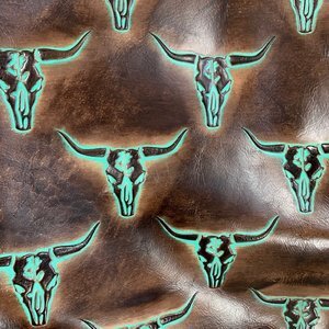 Longhorn Embossed Leather with Turquoise - Your Western Decor