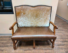 Leather and Longhorn Cowhide Settee - Custom Upholstered Furniture - Your Western Decor