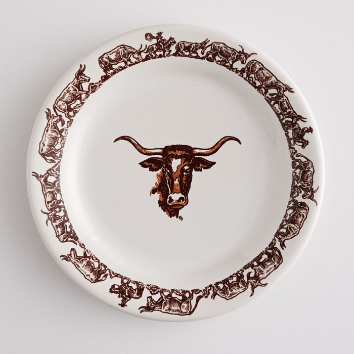 Longhorn China Luncheon Plate made in the USA - Wallace China - Your Western Decor