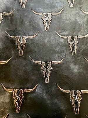 Longhorn Metallic Coffee Embossed Leather - Your Western Decor