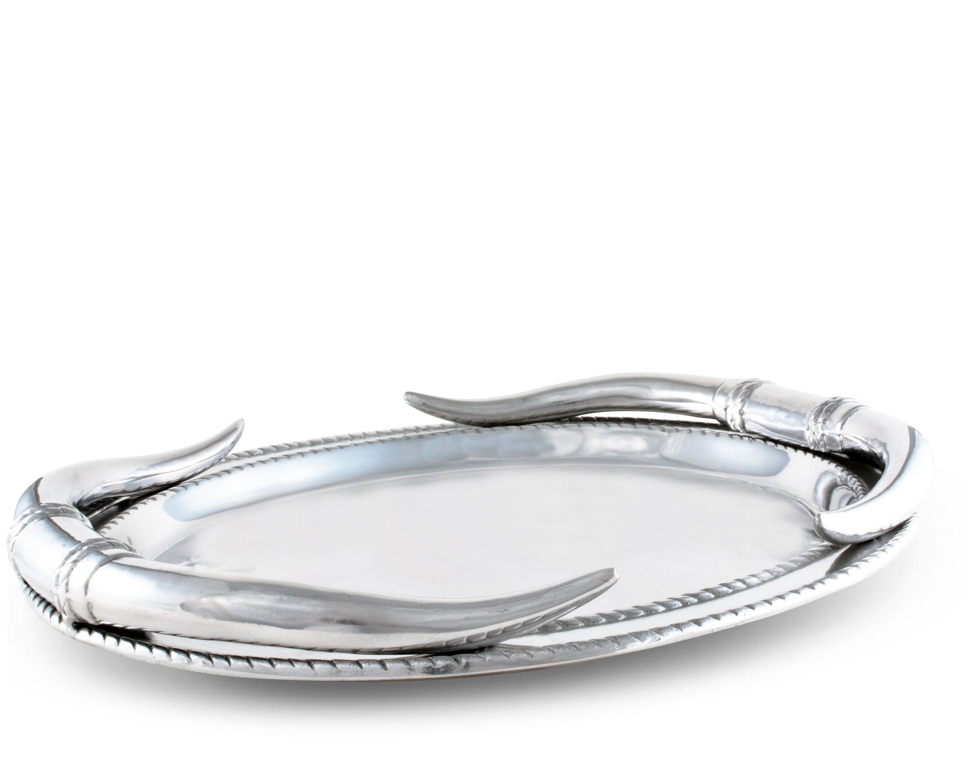 Longhorn Oval Platter - Large Longhorn Edge Detail - Aluminum - Your Western Decor