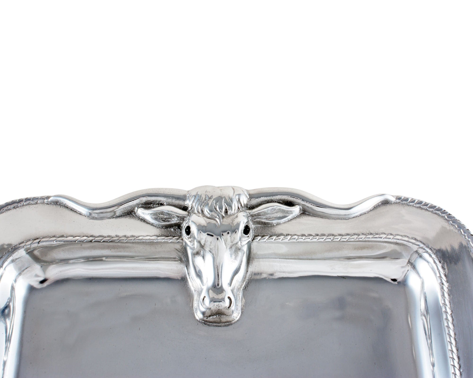 Longhorn Platter Large - aluminum - large tray - longhorn heads - your western decor