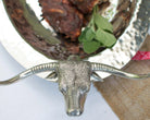 Pewter Longhorn Steer Oval Serving Platter - Your Western Decor