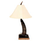 Single steer horn western table lamp with rawhide lamp shade made in the USA - Your Western Decor