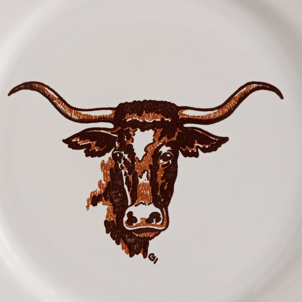 Longhorn steer on western dinnerware made in the USA - Your Western Decor