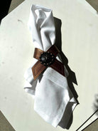 Leather napkin ring with Longhorn concho handmade in Oregon by Your Western Decor