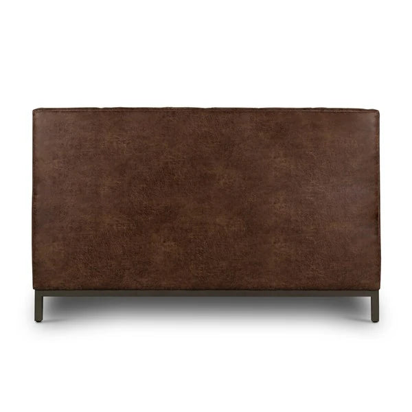 Brown Tufted Faux Leather Bed - Your Western Decor