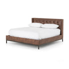 Brown Tufted Faux Leather Bed - Your Western Decor