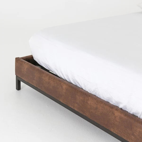 Brown Tufted Faux Leather Bed footboard - Your Western Decor