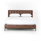 Brown Tufted Faux Leather Bed - Your Western Decor